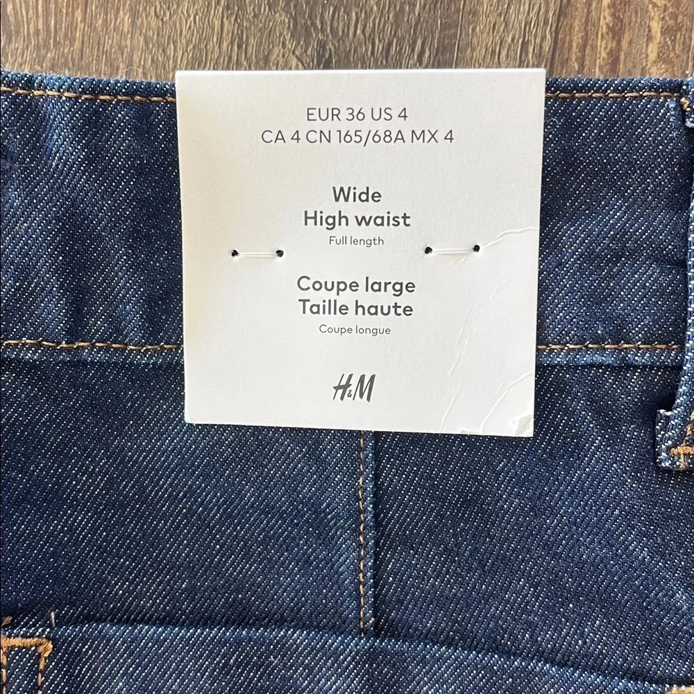 NWT H&M Women’s Dark Indigo High Wide Waist Wide-Leg Jeans - Picture 3 of 6